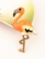Elegant Yellow Flamingo Shape Decorated Brooch