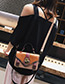 Fashion Black Width-strap Design Square Shape Bag