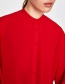 Fashion Red Pure Color Decorated Blouse