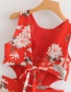 Fashion Red Flower Pattern Decorated Jumpsuit
