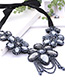 Fashion Navy Flower Shape Decorated Necklace