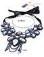 Fashion Navy Flower Shape Decorated Necklace