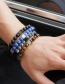 Fashion Black+blue Geometric Shape Decorated Pure Color Bracelet
