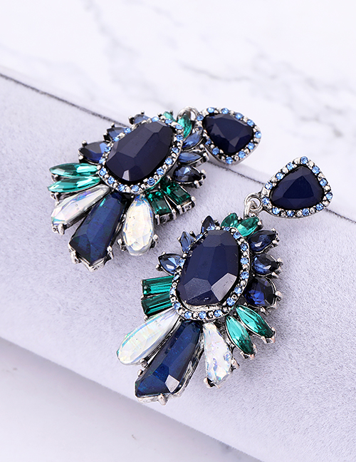 Fashion Multi-color Geometric Shape Diamond Decorated Earrings