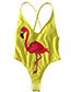Sexy Yellow Flamingos Pattern Decorated Swimwear