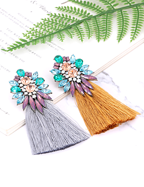 Fashion Purple Tassel Decorated Earrings
