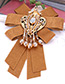 Fashion Khaki Diamond Decorated Bowknot Brooch
