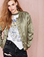 Fashion Olive Green Zipper Decorated Pure Color Jacket