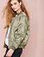 Fashion Olive Green Zipper Decorated Pure Color Jacket
