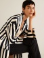 Fashion Black+white Stripe Pattern Decorated Coat