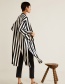 Fashion Black+white Stripe Pattern Decorated Coat