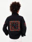 Fashion Black Embroidery Flower Decorated Coat