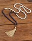 Fashion Khaki Tassel&bead Decorated Necklace