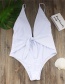 Fashion White V Neckline Design Pure Color Swimwear