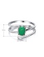 Elegant Silver Color+green Gemstone Decorated Double Layer Ring