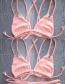 Fashion Pink Pure Color Decorated Bikini