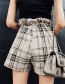 Fashion Khaki Grid Pattern Decorated Casual Shorts