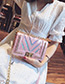 Elegant Pink V Shape Pattern Design Shoulder Bag
