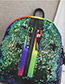 Trendy Green Double Zippers Decorated Casual Backpack