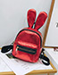 Trendy Gun Black Pure Color Decorated Ears Shape Backpack(large)