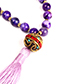 Trendy Blue Beads Decorated Long Tassel Necklace