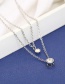 Fashion Silver Color Diamond Decorated Double Layer Necklace