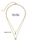 Fashion Gold Color Diamond Decorated Double Layer Necklace