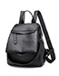 Elegant Black Pure Color Design Casual Backpack