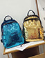 Elegant Blue Sequins Decorated Pure Color Backpack