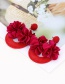 Elegant Claret Red Flowers Decorated Simple Earrings