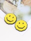 Elegant Yellow Smiling Face Shape Decorated Earrings