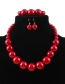 Elegant Plum Red Full Pearls Design Pure Color Jewelry Sets