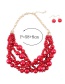 Elegant Plum Red Pearls Decorated Pure Color Jewelry Sets