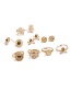 Fashion Gold Color Skull&flower Decorated Earrings (12pcs)