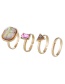 Fashion Gold Color Geometric Shape Gemstone Decorated Ring(12pcs)