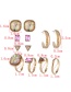 Fashion Gold Color Geometric Shape Gemstone Decorated Ring(12pcs)