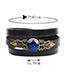 Vintage Sapphire Blue Planet Pattern Decorated Multi-layer Bracelet