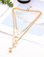Fashion Gold Color Rose Pendant Decorated Multi-layer Necklace