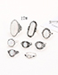 Fashion Silver Color Oval Shape Gemstone Decorated Ring(8pcs)