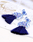 Fashion Black Flower Pattern Design Tassel Earrings
