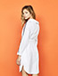 Fashion White Pure Color Design Long Sleeves Dress