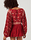 Fashion Red V Neckline Design Long Sleeves Blouse