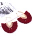 Fashion Claret Red Tassel Decorated Semicircle Shape Earrings