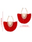 Fashion Claret Red Tassel Decorated Semicircle Shape Earrings