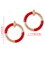 Fashion Pink Circular Ring Decorated Simple Earrings
