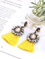 Fashion Yellow Diamond Decorated Tassel Earrings