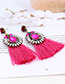 Fashion Plum Red Diamond Decorated Tassel Earrings