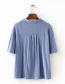 Fashion Blue Pure Color Design Knitted Loose Shirt