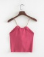 Fashion Plum Red Pure Color Design Suspender Vest