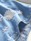 Fashion Blue Round Neckline Design Embroidered Dress